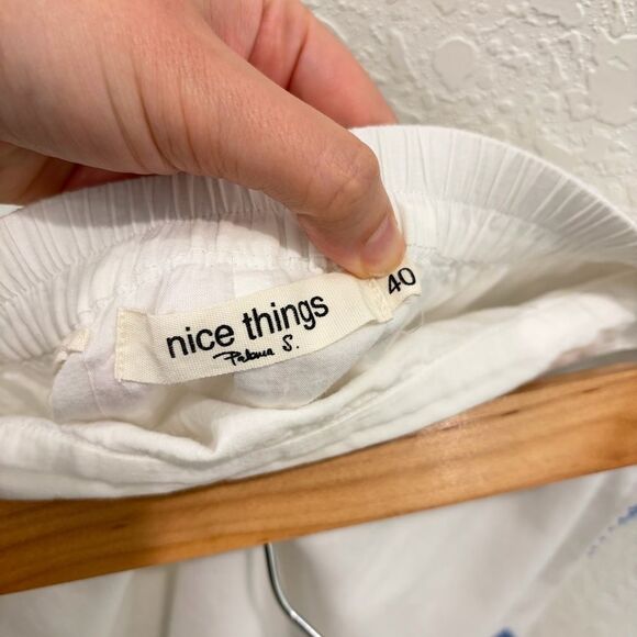 Nice Things Paloma S White Blue Embroidered Cotton Skirt Size 40 / US 8 - Picture 3 of 4